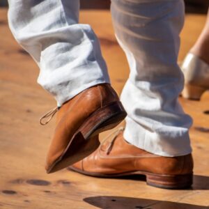 Man in nice dress shoes dancing.