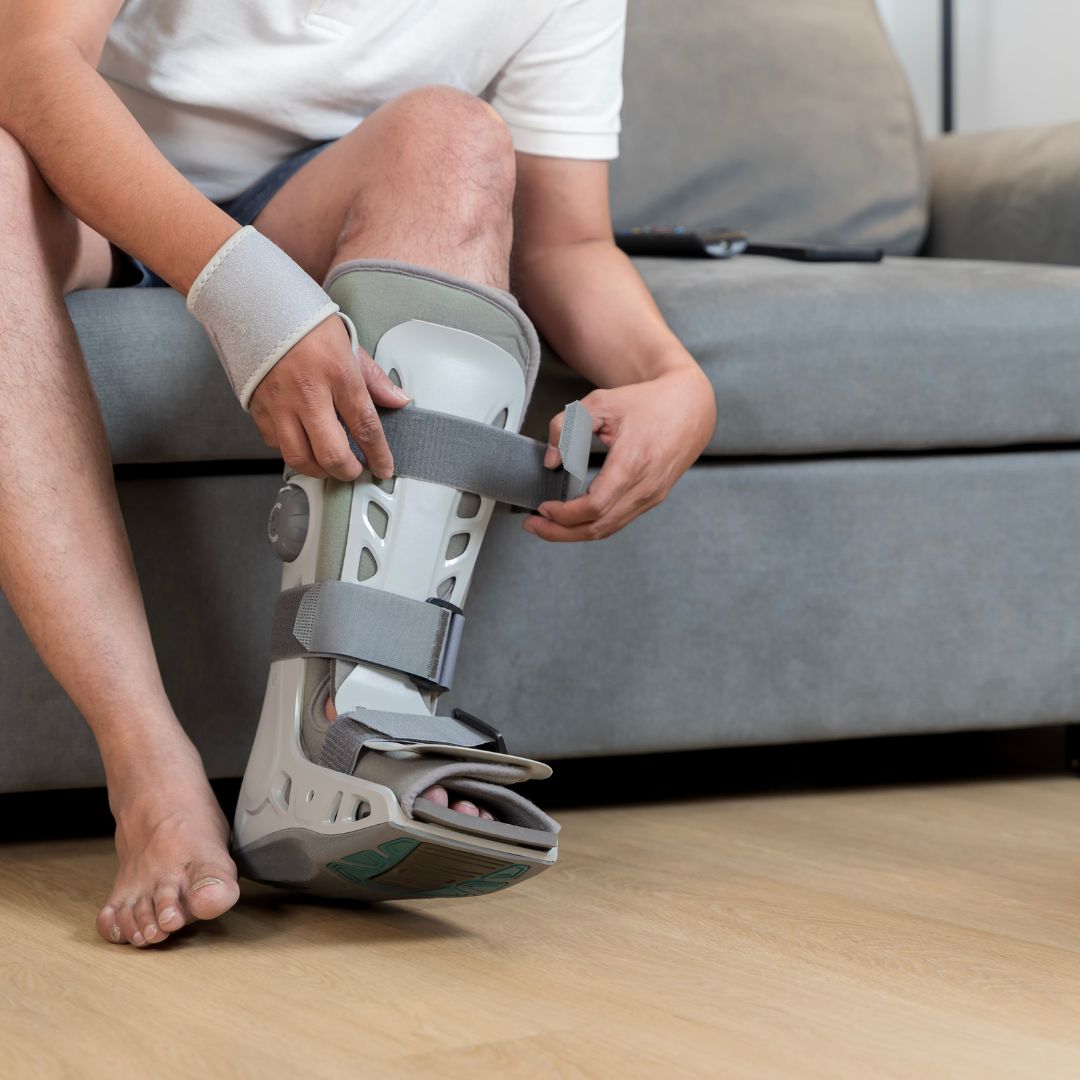 Foot in a brace